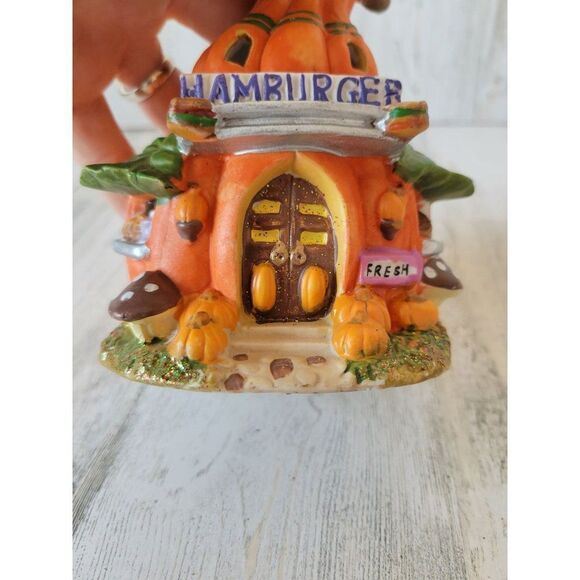 Hamburger pumpkin Halloween mini village house decor light up vintage mushrooms - Picture 2 of 9